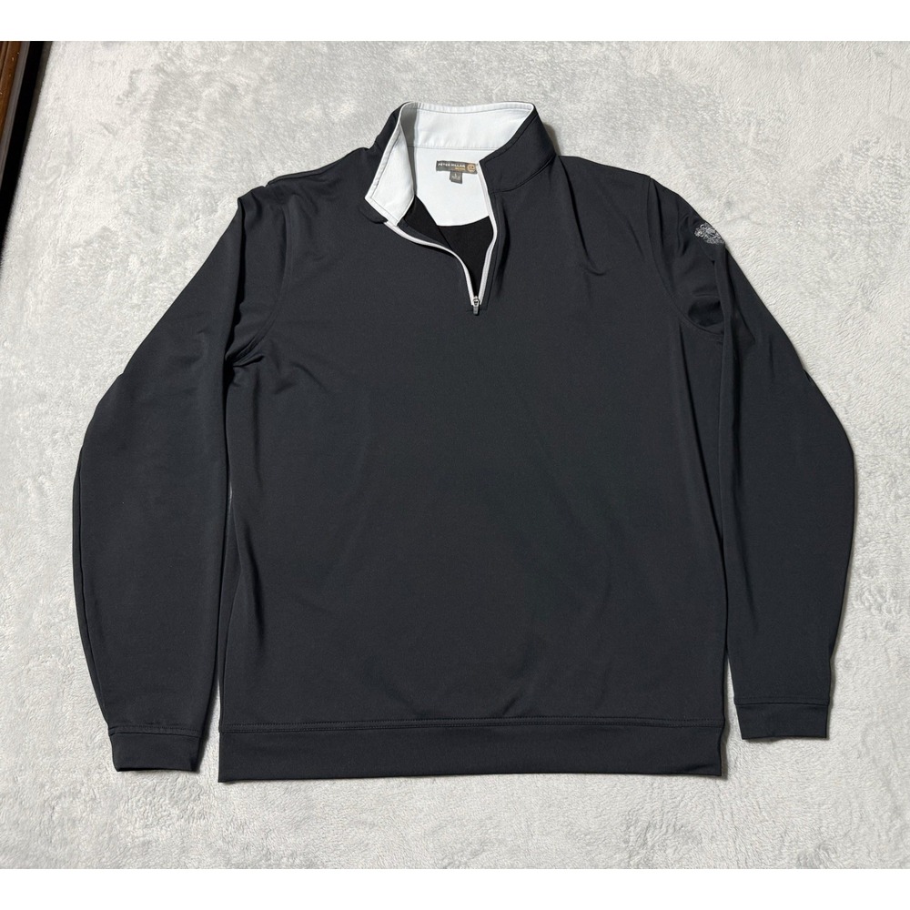 Peter Millar e4 Wicking Mens Large Black 1/4 Zip Golf Long Sleeve Pullover